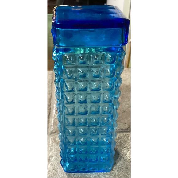 IKEA? Hobnail Blue Glass Canister storage jar ~ 10" - Picture 4 of 7